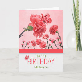 Tarjeta Bright Pink Carnation Garden Cumpleaños