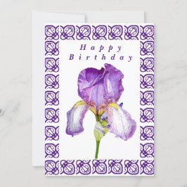 Tarjeta Bright Purple Iris Happy Birday Flat Card