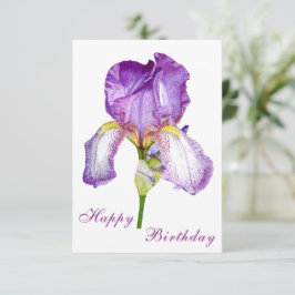 Tarjeta Bright Purple Iris Happy Birday Postcard