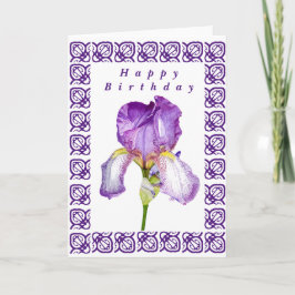 Tarjeta Bright Purple Iris Happy Birthday Folting Card