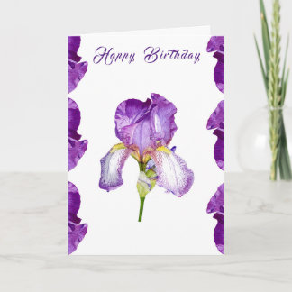 Tarjeta Bright Purple Iris Happy Birthday Folting Card