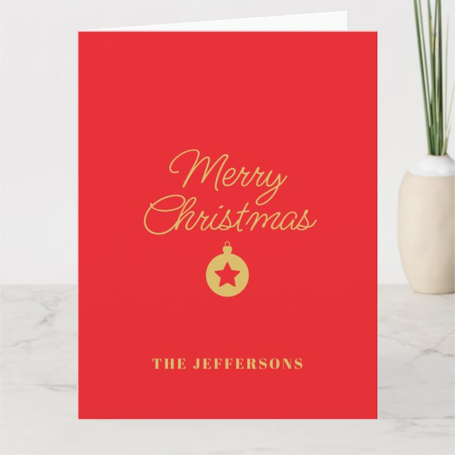 Tarjeta Bright Red & Gold Colors Merry Christmas (Anverso)