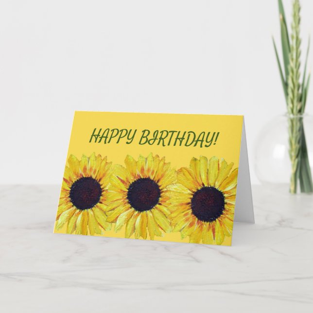 Tarjeta Bright Sunflower Birday (Anverso)