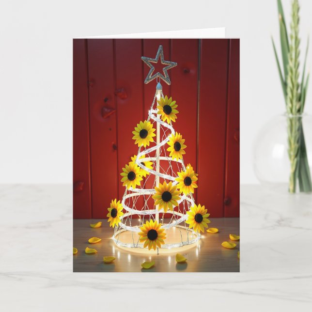 Tarjeta Bright Sunflower Star Tree (Anverso)
