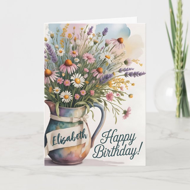 Tarjeta Bright Wildflower Birthday Bouquet Greet (Anverso)