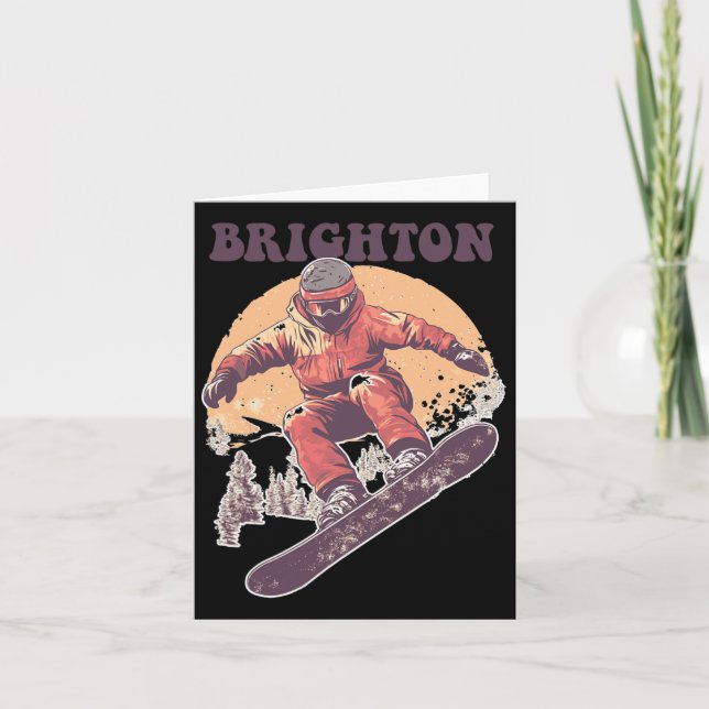 Tarjeta Brighton Utah Retro Snowboard (Anverso)