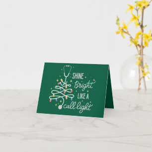 Tarjeta Brilla como una enfermera nocturna de Navidad dive