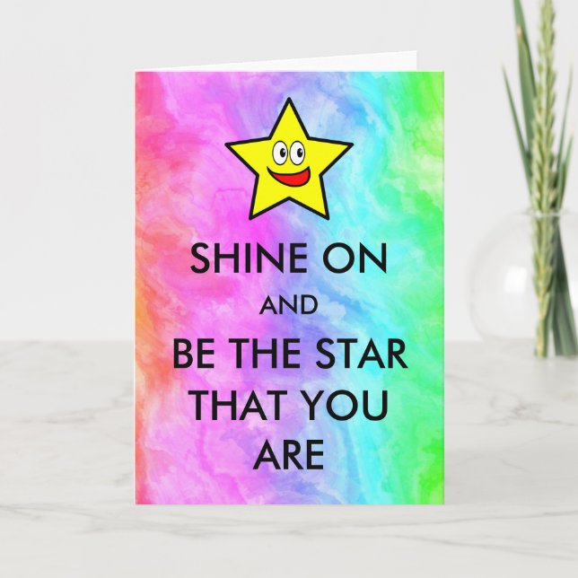 Tarjeta Brilla y sé la estrella que eres Arcoíris (Anverso)