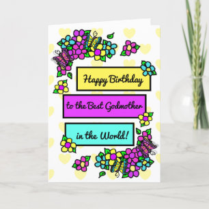 Tarjeta Brillante cumpleaños de Bonito para padrina