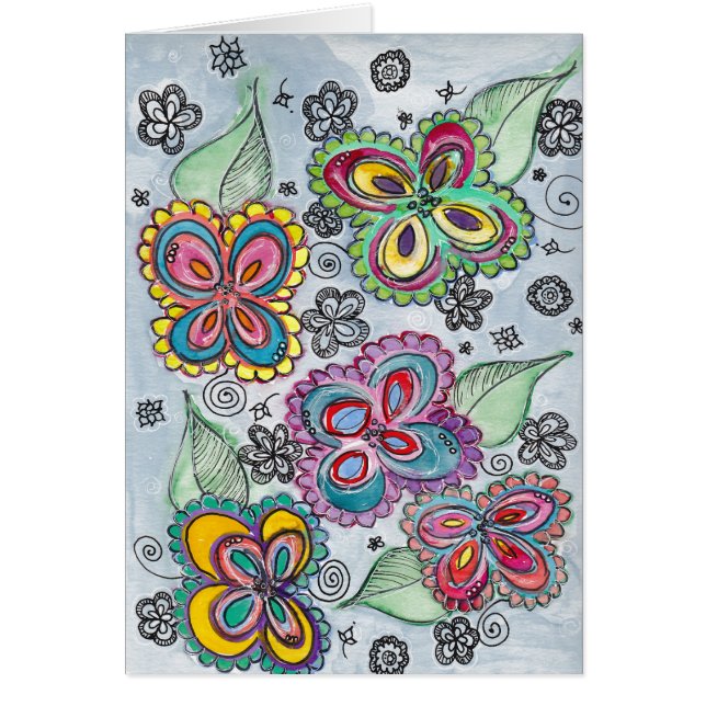 Tarjeta brillante de la acuarela de la flor (Frente)