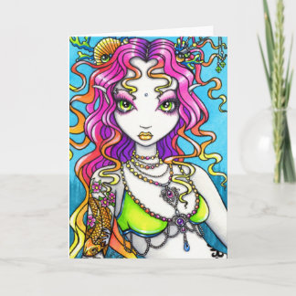 Tarjeta brillante de la sirena del tatuaje de Koi