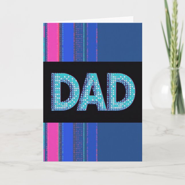 Tarjeta Brillante del Día de los Papás Pixel (Anverso)