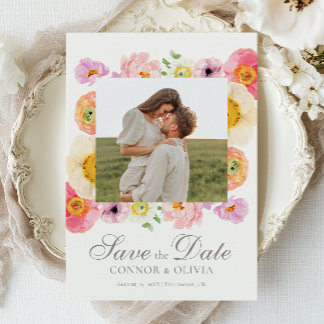 Tarjeta brillante floral para guardar la fecha
