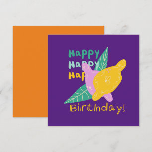 Tarjeta Brillante Lemon Art Happy Birday Lettering Card