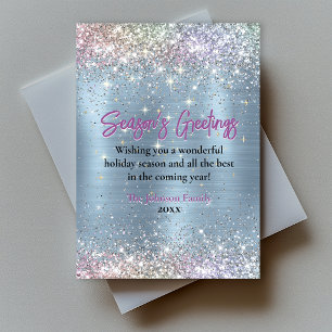 Tarjeta Brillante saludo de Navidad y año nuevo azul hielo