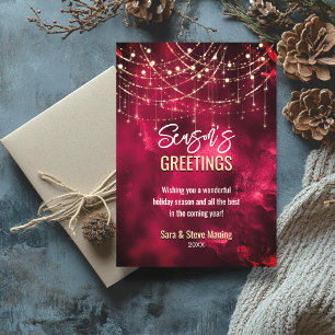 Tarjeta Brillante saludo de Navidad y año nuevo en rojo ch