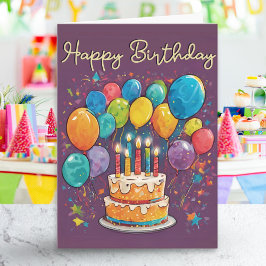 Tarjeta Brillantes Fiestas de pasteles Globos Cumpleaños