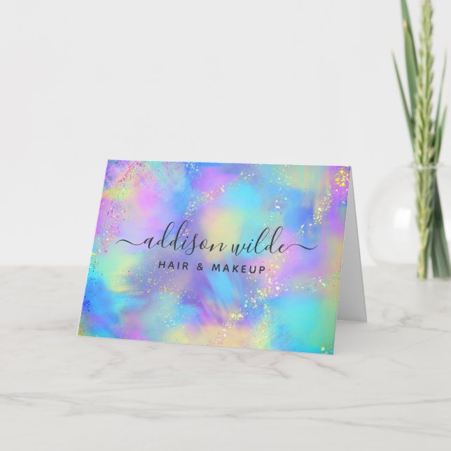 Tarjeta Brillo holográfico Ópalo iridiscente Gracias (Anverso)