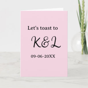 Tarjeta Brindemos por compromiso de boda nombre letra rosa