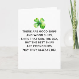 Tarjeta Brindis de Amistad Irlandés Trébol de Cuatro Hojas