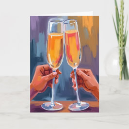 Tarjeta Brindis de Champán | Pintura Aquarela de Celebraci