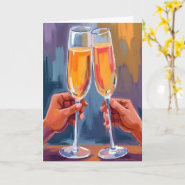 Tarjeta Brindis de Champán | Pintura Aquarela de Celebraci