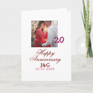 Tarjeta Brindis por 20 años feliz aniversario agregar foto