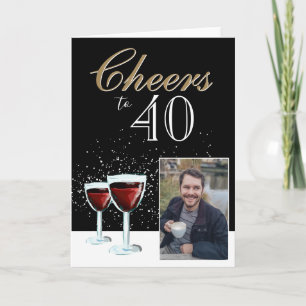 Tarjeta Brindis por 40 Foto de vino tinto elegante 40 cump