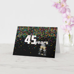 Tarjeta Brindis por 45 años en confetti