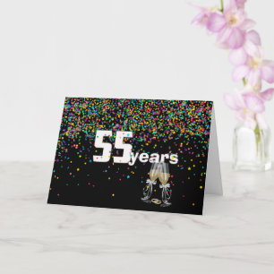 Tarjeta Brindis por 55 años en confetti