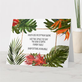 Tarjeta Brisa tropical Rótulos de recepción de bodas multi