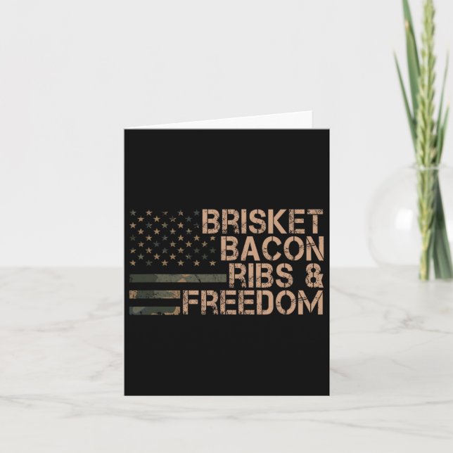 Tarjeta Brisket Bacon Ribs And Freedom Grill Bbq Funny Mea (Anverso)