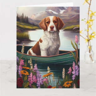 Tarjeta Brittany Spaniel en una Paleta: Una Aventura Escén