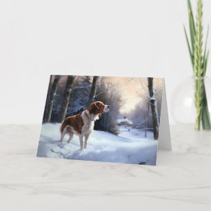 Tarjeta Brittany Spaniel Let It Snow Navidades
