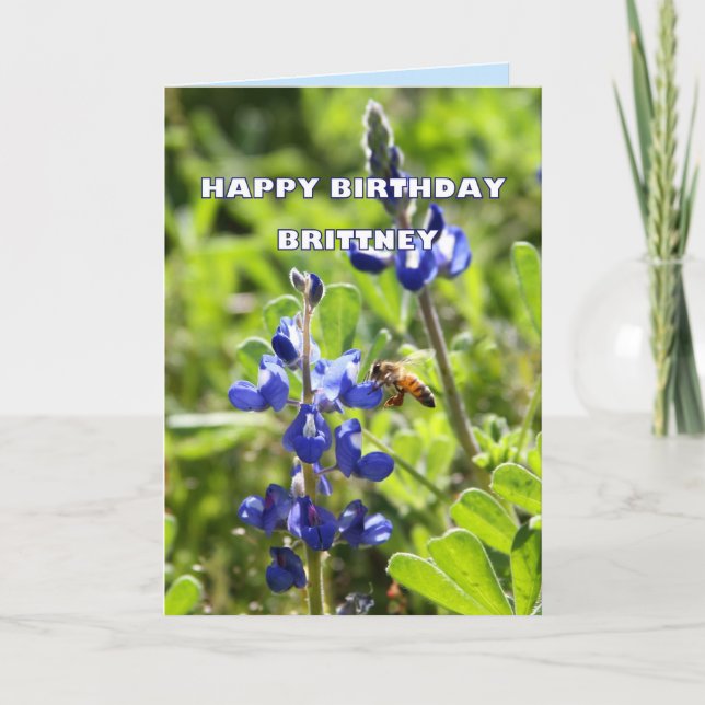 Tarjeta Brittney Texas Bluebonnet Feliz cumpleaños (Anverso)