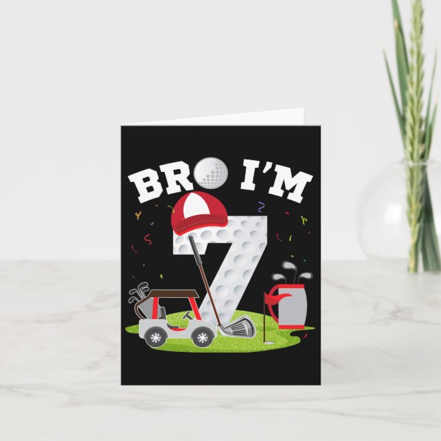 Tarjeta Bro, tengo 7 años de edad Tema del golf 7 cumpleañ (Anverso)