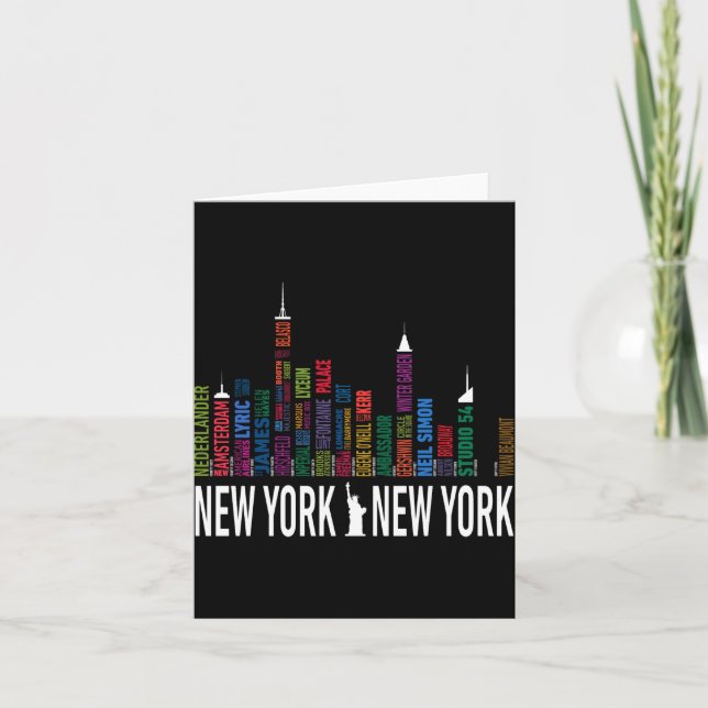 Tarjeta Broadway Theaters New York Skyline  (Anverso)