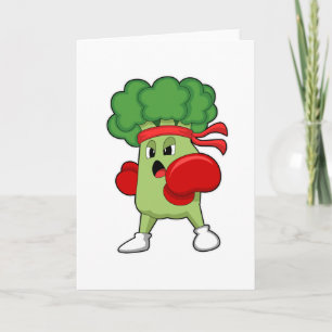 Tarjeta Broccoli en boxeo con guantes de boxeo