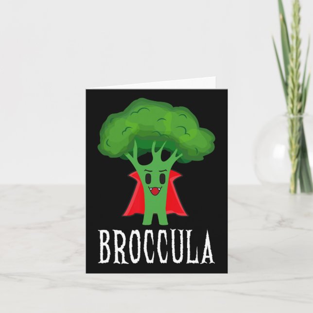 Tarjeta Broccula Funny Broccoli Halloween Lazy Costume (Anverso)