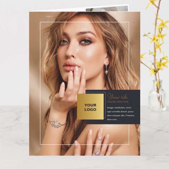 Tarjeta Brochure Bifold Bleu Or (flor amarilla)