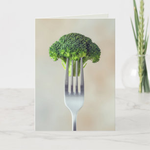 Tarjeta Brócoli de cumpleaños en un tenedor 