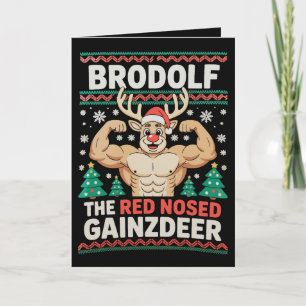 Tarjeta Brodolf Nariz Roja Gainzdeer Reno Navidad Gimnasio