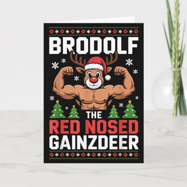 Tarjeta Brodolf The Red Nosed Gainzdeer Funny Christmas Gy (Anverso)