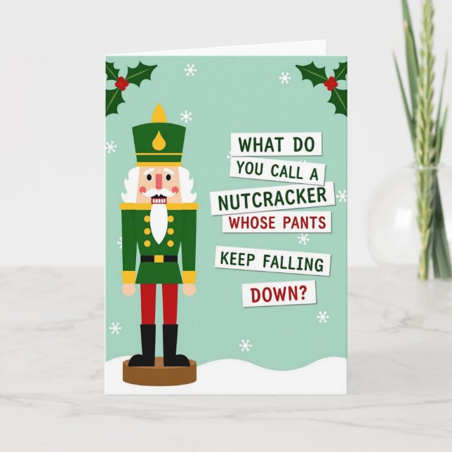 Tarjeta Broma de pantalones de cascanueces de Navidad (Anverso)