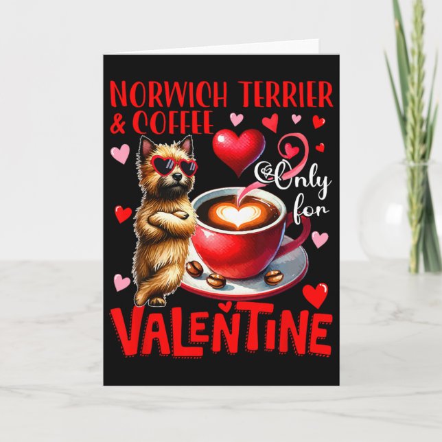 Tarjeta Bromas de Norwich Terrier y café solo para San Val (Anverso)