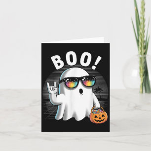 Tarjeta Bromista de Fantasma Retro Halloween Calabaza Funn