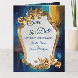 Tarjeta Bronce abstracto de estilo barroco dorado-azul