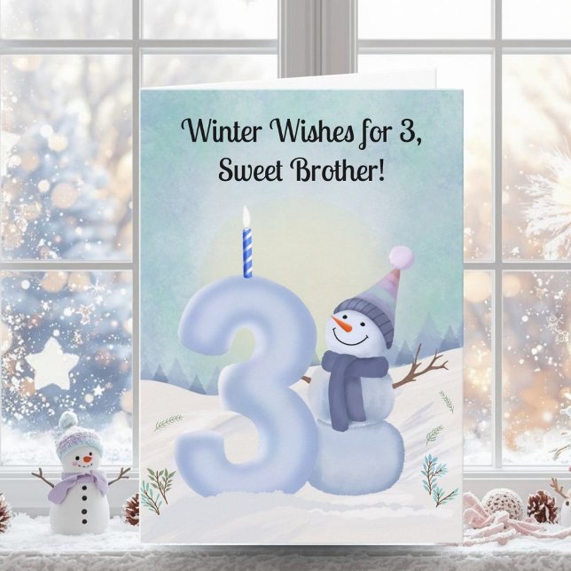 Tarjeta Brother 3rd Birthday Snowman Snowy Three (Subido por el creador)