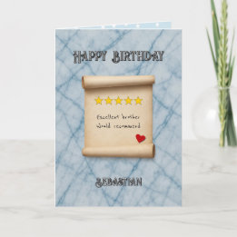 Tarjeta Brother 5 star review blue birthday