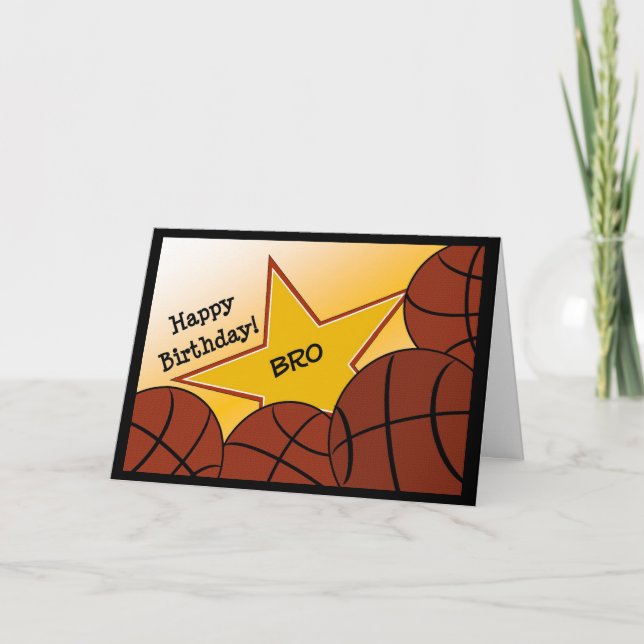 Tarjeta ¡Brother - baloncesto del feliz cumpleaños que ama (Anverso)